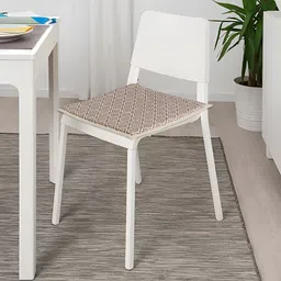 Saral Home Beige & White Floral Printed Cotton Square Chair Pad-image-97
