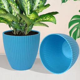 Kuber Industries 5-Pcs Red & Blue Textured Indoor & Outdoor Flower Pots-59
