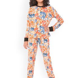 Ninos Dreams Girls Printed Pure Cotton T-shirt with Pyjamas-image-9