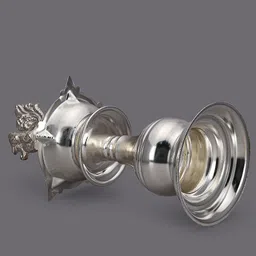 Sigaram Silver Toned 2 Pieces Peacock Diya Pure German Silver For Puja image 5