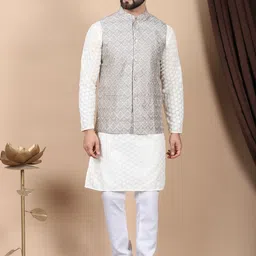 Anouk Men Embroidered Regular Thread Work Pure Cotton Kurta with Churidar-picture-16