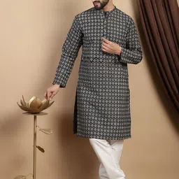 Anouk Ethnic Motifs Printed Mandarin Collar Regular Straight Kurta With Churidar-picture-16