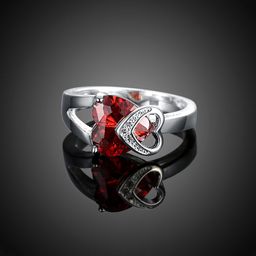 Yellow Chimes Rhodium-Plated & Red Crystal-Studded Finger Ring-picture-31