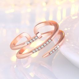 Jewels Galaxy Rose Gold-Plated AD-Studded Adjustable Ring-55