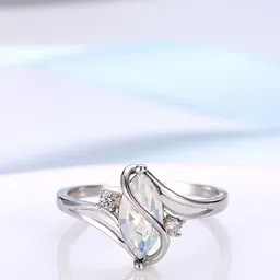 Yellow Chimes Silver-Plated & White Opal-Studded Finger Ring-31