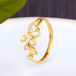 KUNUZ Gold-Plated White CZ-Studded Finger Ring-image-66