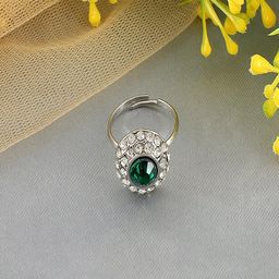 UNIVERSITY TRENDZ Silver-Plated Crystal Adjustable Finger Ring-image-55