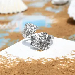 Voylla Rhodium Plated Wrap Finger Ring-12
