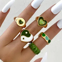 Shining Diva Fashion Set Of 5 Gold-Plated Boho Finger Ring-20