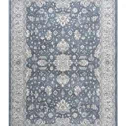 OBSESSIONS Grey & Blue Anti Bacterial Traditional Floor Runner-44