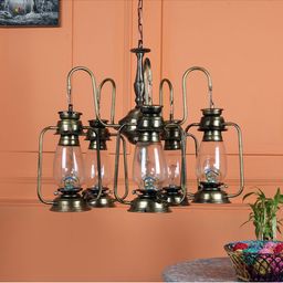MFD HOME FURNISHING Gold-Toned Chandelier Traditional Ceiling Lamp-18