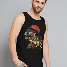 Juxar Bang Monkey Printed Round Neck Cotton Gym Vest JXR-054SAN-BK-XS-image-21