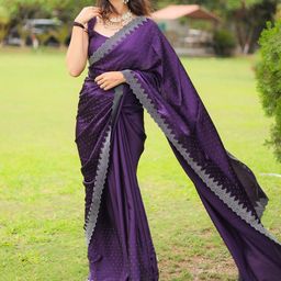 Saree mall Embellished Beads and Stones Satin Sarees-picture-43