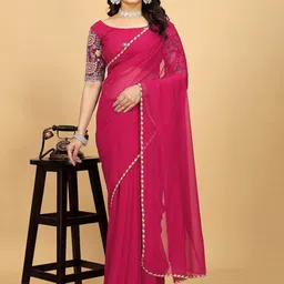 K 5 Fashion Women Embroidered Pure Georgette Saree-picture-31