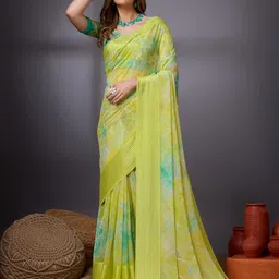 Mitera Floral Printed Woven Design Pure Georgette Saree-44