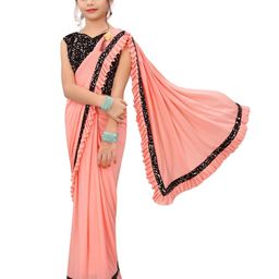 Dhyey Fashion Girls Sequined Ready To Wear Saree-image-83