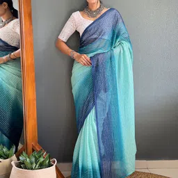 Mitera Striped Sequinned Poly Chiffon Ready to Wear Saree-picture-11