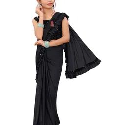 Dhyey Fashion Girls Sequinned Ready to Wear Saree-image-28
