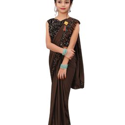Dhyey Fashion Girls Sequinned Ready to Wear Saree-image-49