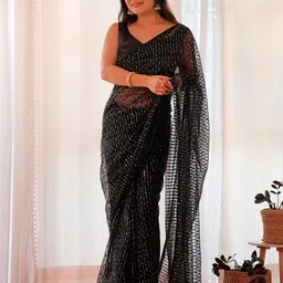Saree mall Embellished Sequinned Net Sarees-image-36