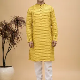 NEUDIS Men Ethnic Motifs Printed Pure Cotton Kurta With Churidar-image-16