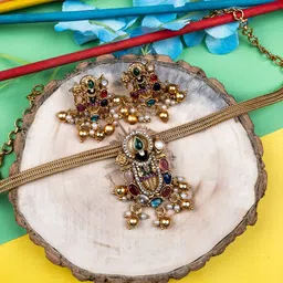 StileAdda Gold Plated  Stone-Studded Lord Tirupati Jewellery Set-21
