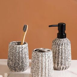 Nestasia Grey & Black 3 Pieces Ribbed Bathroom Accessories-image-51