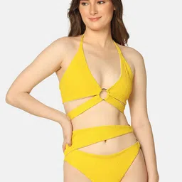 Da Intimo Yellow Medium Coverage Cut Out Swim Set-image-59