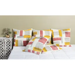 HANDICRAFT PALACE Set Of 2 White & Pink Hand Block Boho Printed Cushion Covers-19