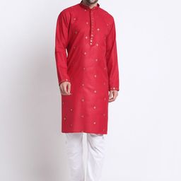 KRAFT INDIA Ethnic Motif Embroidered Sequinned Kurta With Trousers-image-22