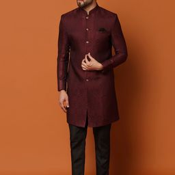 KISAH Self-Design Cotton Sherwani Set-picture-31