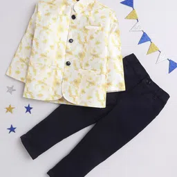 BAESD Boys Printed Single Breasted Two Piece Bandhgala Suit-10