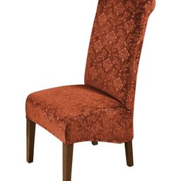 HOKIPO Brown Stretchable Velvet Long Back Chair Covers-image-63