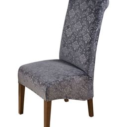 HOKIPO Grey Stretchable Velvet Long Back Chair Covers-image-79