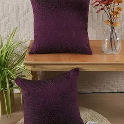 House of Pataudi Purple 2 Pieces Embroidered Cushion Covers-31