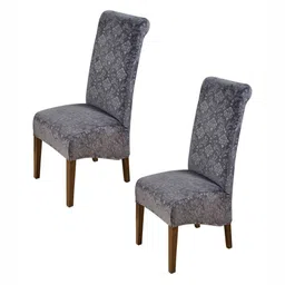 HOKIPO Grey 2 Pieces Stretchable Velvet Long Back Chair Covers-image-69
