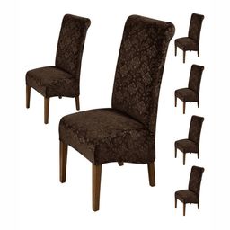 HOKIPO Brown 6 Pieces Stretchable Velvet Long Back Chair Covers-image-67