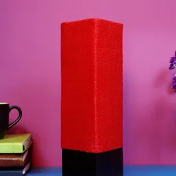 foziq Brown & Red Rectangular Wooden Table Lamp image 2