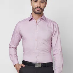 Raymond Slim Fit Self Design Textured Printed Cutaway Collar Pure Cotton Formal Shirt-image-20
