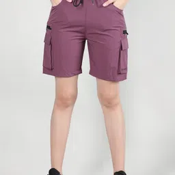 CHKOKKO Women Mid-Rise Cargo Shorts-image-94
