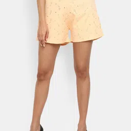 V-Mart Women Self Design Schiffli Regular Fit Cotton Shorts-picture-39