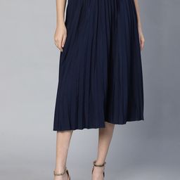 Oxolloxo Pleated & Elasticated Midi Skirt-image-90
