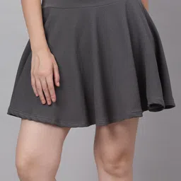 NEUDIS Women Grey Flared Mini Skater Skirt-picture-58