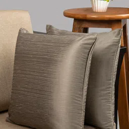 HOUZZCODE Grey Set of 2 Solid Square Cushion Covers-27