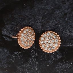 Carlton London Rose Gold-Plated CZ Circular Studs-image-82