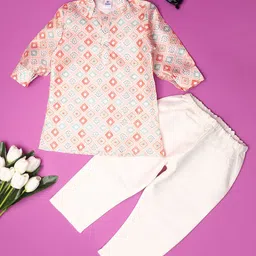 V-Mart Infants Boys Geometric Printed Pure Cotton Straight Kurta With Pyjama-46