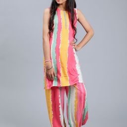 Unique Designers Girls Printed Regular Gotta Patti Kurta with Salwar-image-3