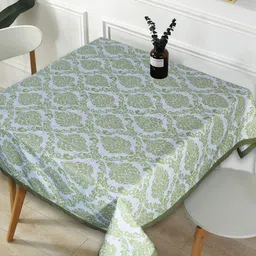 INDHOME LIFE Green Ethnic Motif-Printed Pure-Cotton 4-Seater Table Cover-image-55