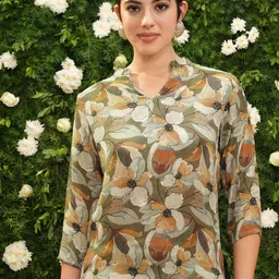 Vishudh Floral Print Mandarin Collar Cold-Shoulder Top-picture-42