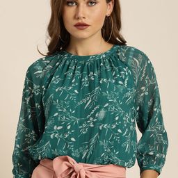 all about you Women Green & White Floral Printed Regular Top-picture-26